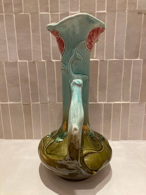 Large Art Nouveau barbotine vase