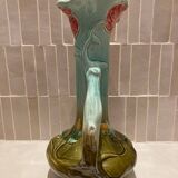 Large Art Nouveau barbotine vase