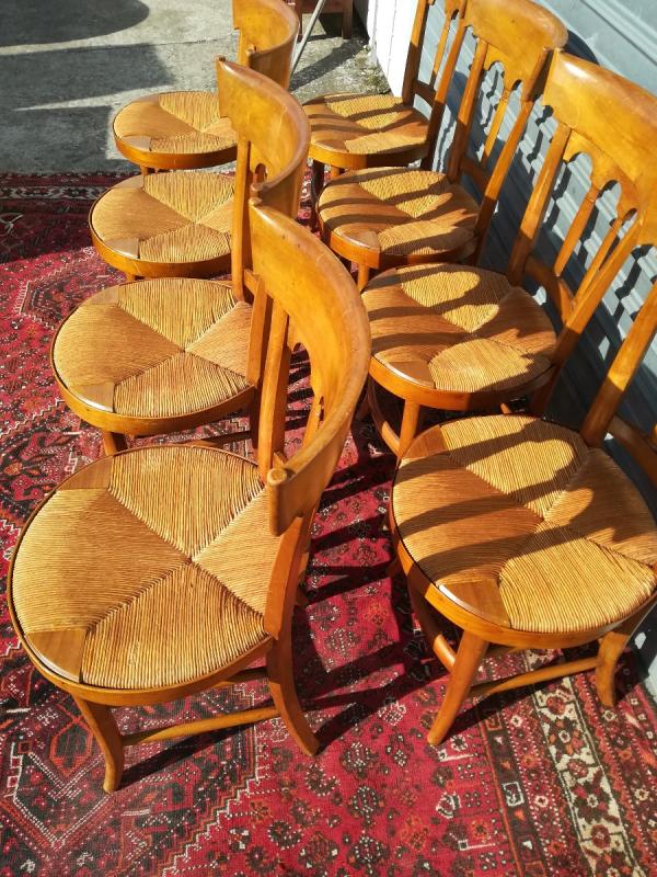 suite of 8 mulched chairs in cherry