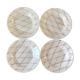set of 4 hollow plates Badonviller pink rope pattern 30s