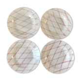 set of 4 hollow plates Badonviller pink rope pattern 30s