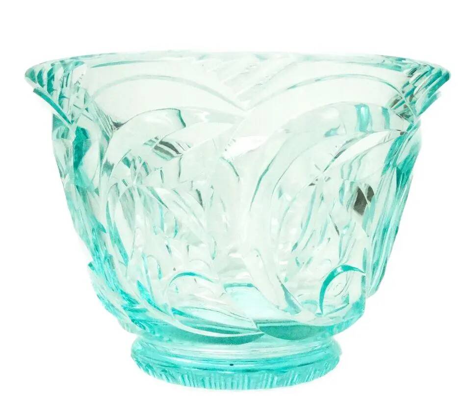 Art Deco vase, uranium crystal, Moser, Czechoslovakia, 1930s