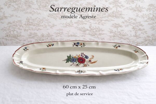 Plat de service ancien Sarreguemines modèle Agreste – vers 1900