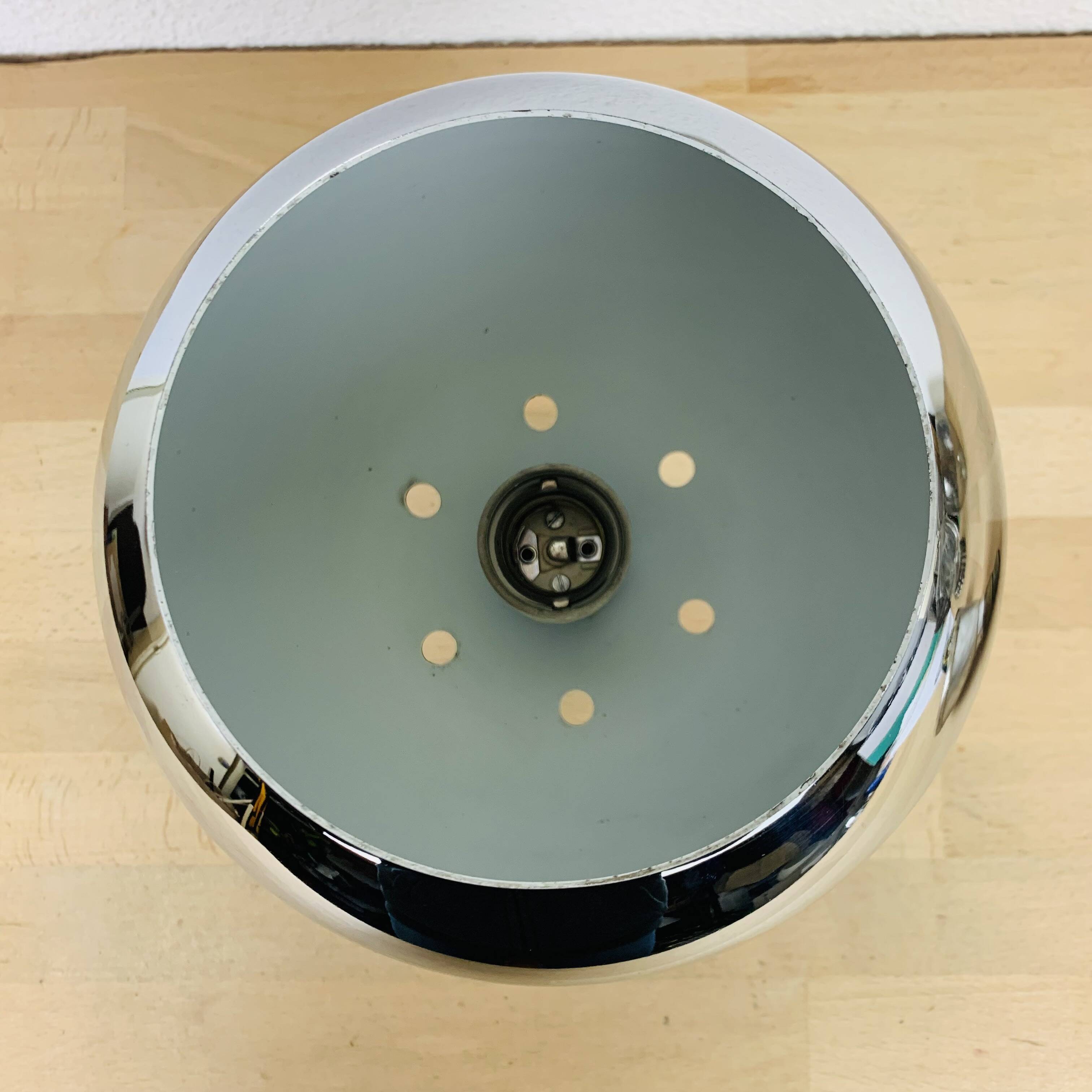 Chrome eyeball spot ceiling light Erco, 1970s