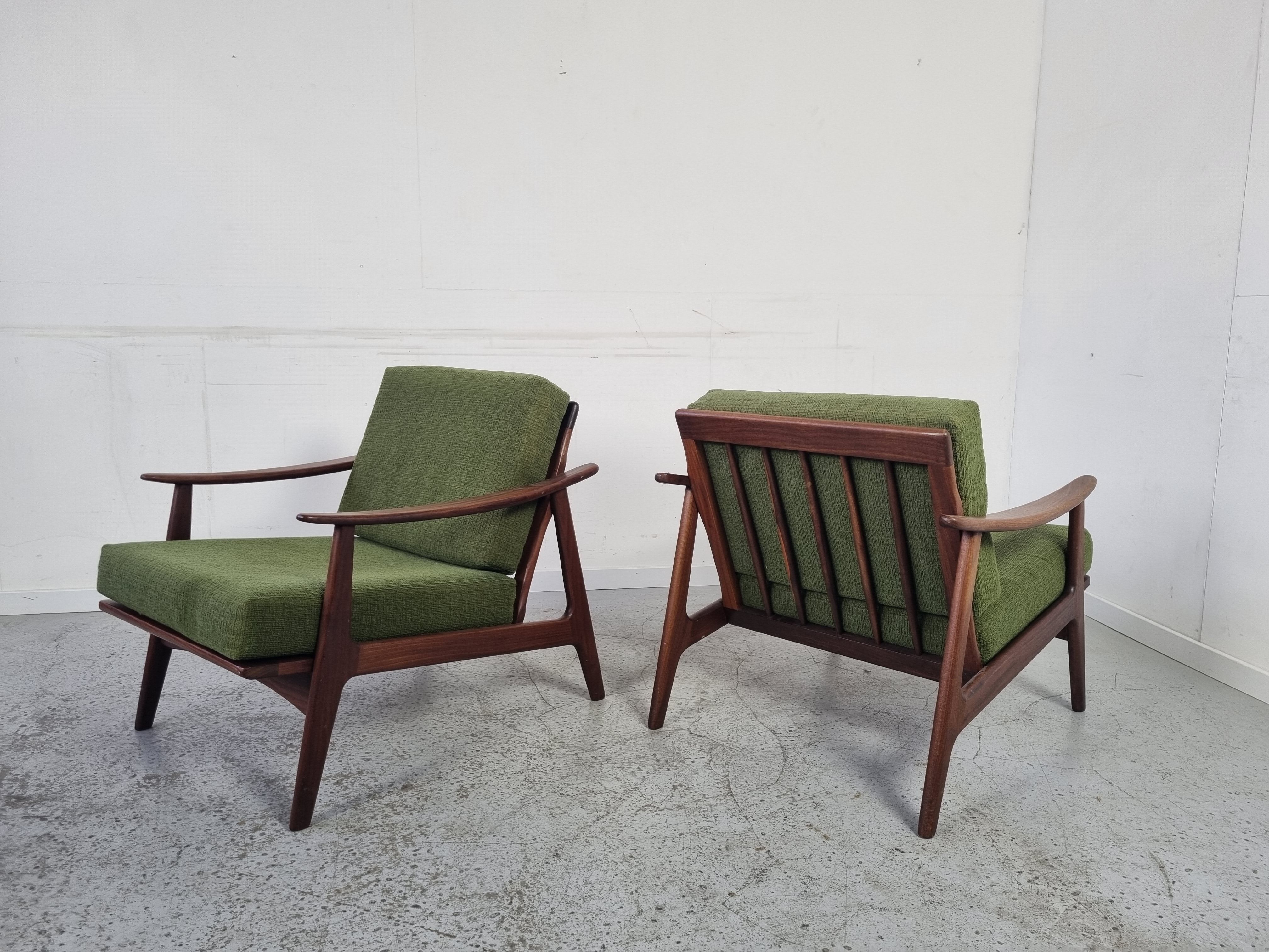 Pair of Scandinavian armchairs in afromosia, 60s