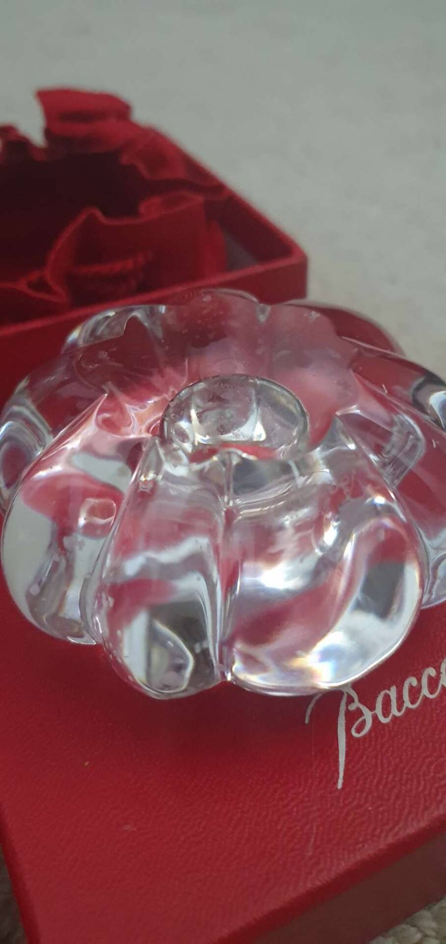 Pair of Baccarat crystal candlesticks, flower/rose model — new condition