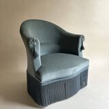 Blue velvet frog armchairs