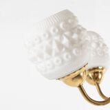 White crystal shades brass ceiling lamp, Sweden 1950’s