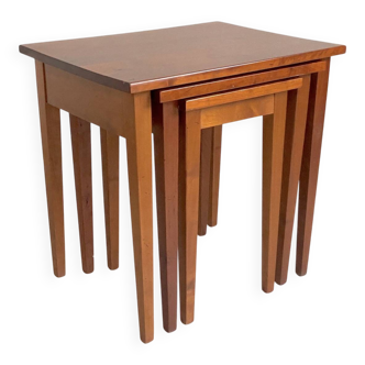 Vintage 1970s nesting tables in cherry wood.