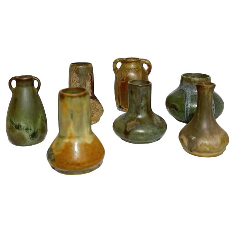 Set of 7 miniature stoneware vases, Denbac & Charles Greber, France, early 20th century