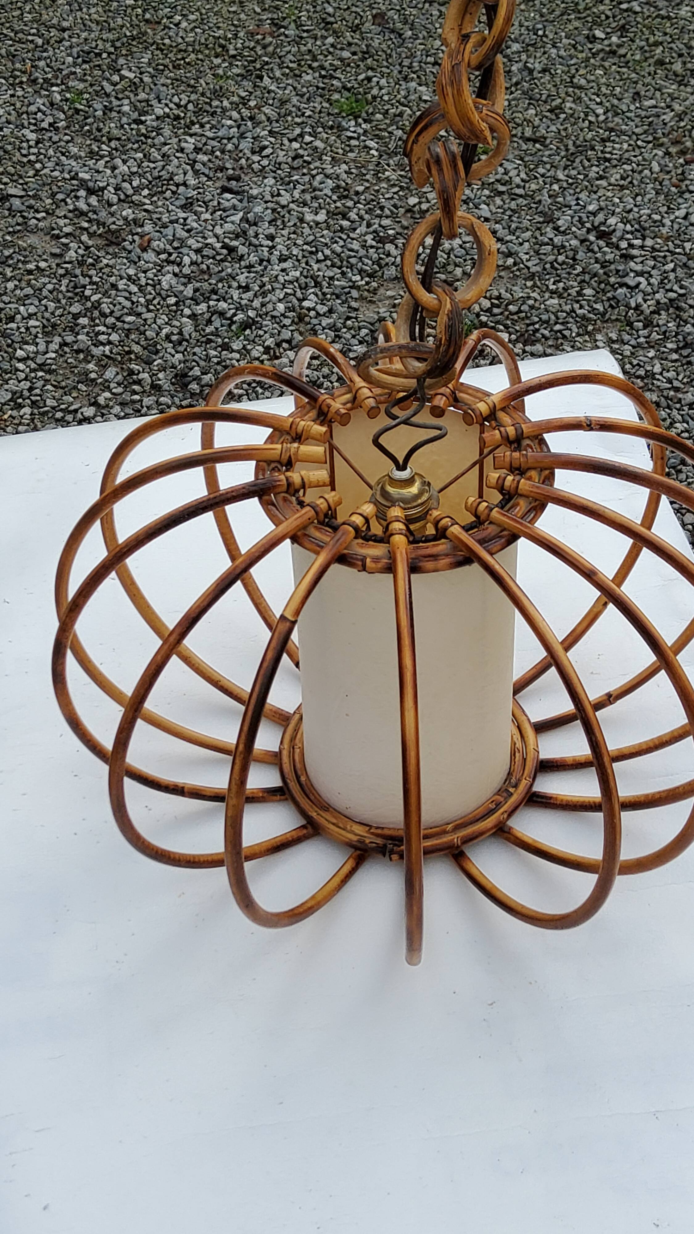 70s rattan pendant light