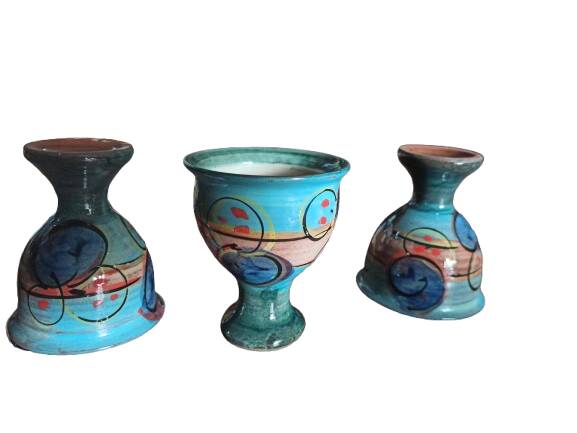 3 handmade cups, handmade decor