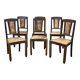 Series of 6 Art Deco chairs in mahogany and leather from the 1930s