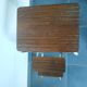 Old retractable wooden stepladder