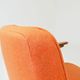 Fauteuil lounge vintage en laine, tissu orange et bois de hêtre