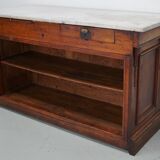Antique French Pitch Pine & Marble Shop Counter Cabinet / Kitchen Island, 1