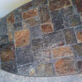 1970 metal and slate coffee table