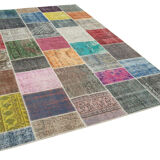 Handwoven Anatolian Contemporary 205 cm x 301 cm Multicolor Patchwork Carpet