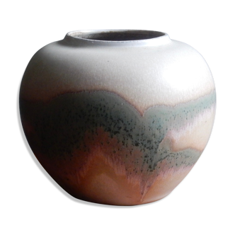 Ceramic ball vase cream pink and green pattern