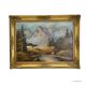 Alpine landscape oil painting with Tyrolean mountain hut