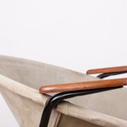 Danish armchair in Leather, Steel and Teak, Balloon model by Hans Olsen 1960.