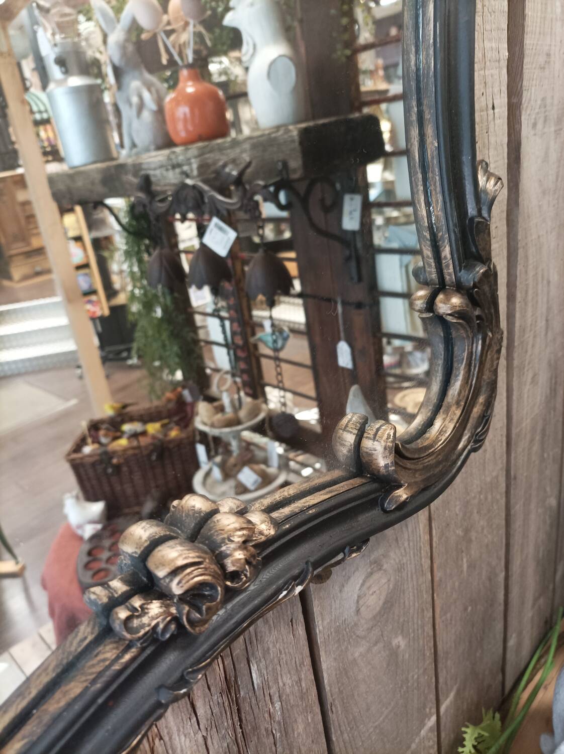 Black and gold baroque mirror