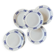 Set of 6 white and blue porcelain dessert plates with butterflies