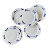 Lot de 6 assiettes à dessert porcelaine blanche et bleue papillons