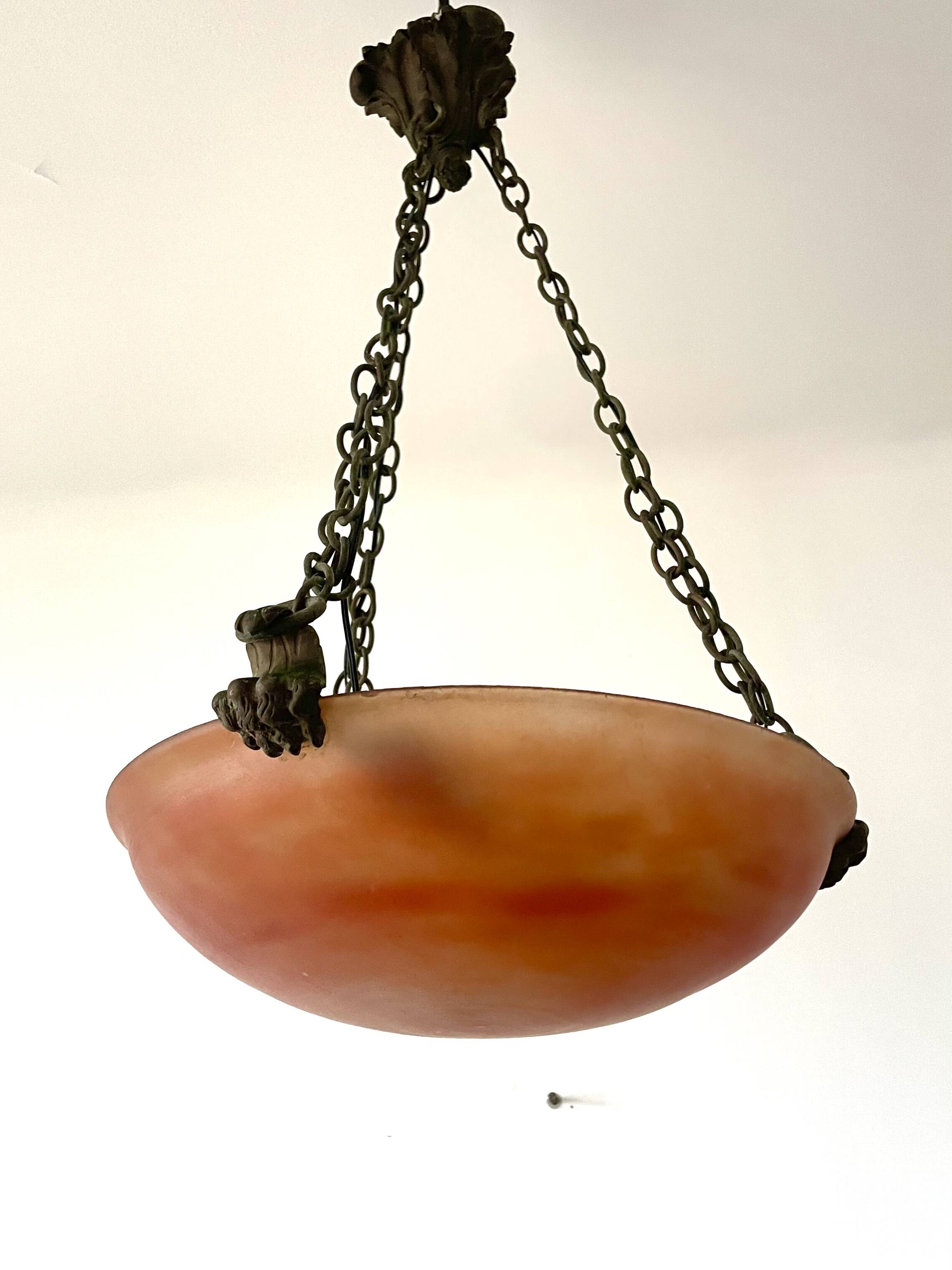 Art Deco pendant light in marbled glass