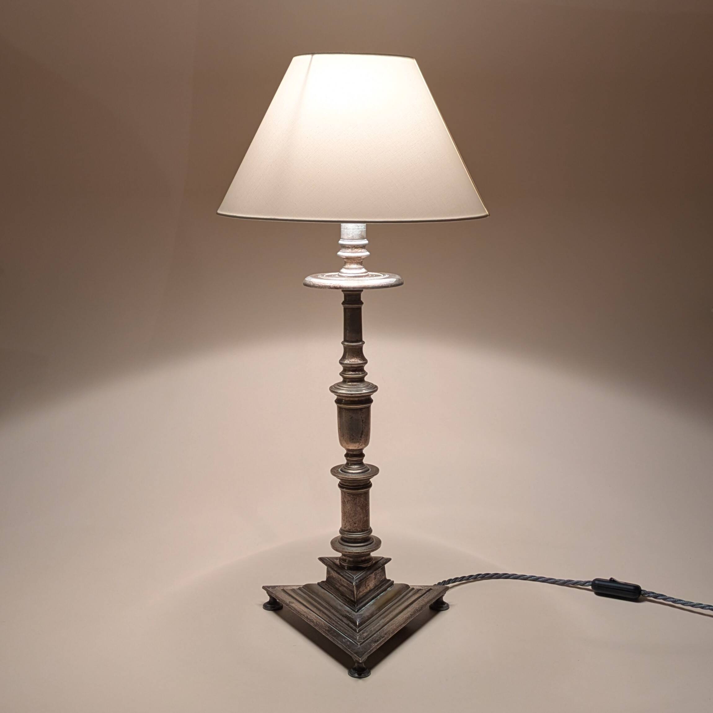 Antique French Table Lamp Silver Bronze Elegant Decoration