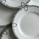 6 earthenware dinner plates, green decor, St Amand Nord iron earth.