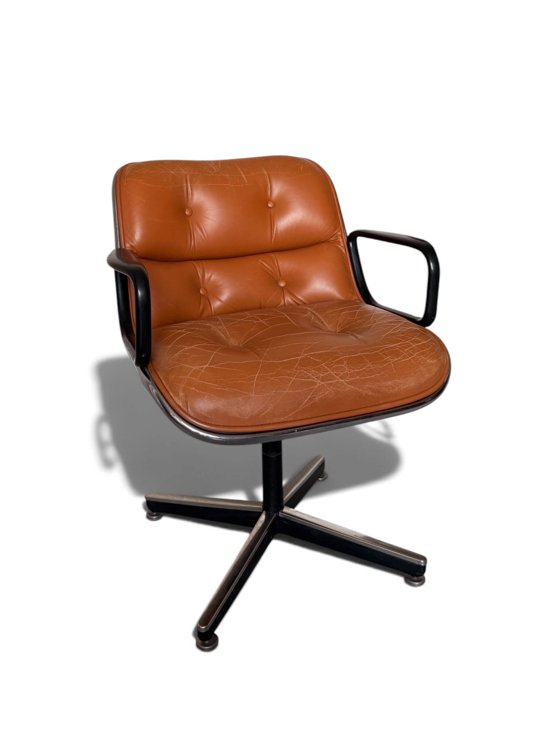Charles Pollock Knoll Office Chair Patinated Camel Leather