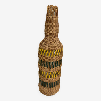 Large wicker rattan vase 1960