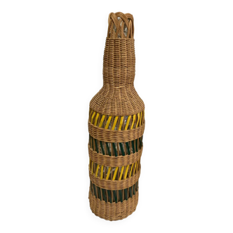 Large wicker rattan vase 1960