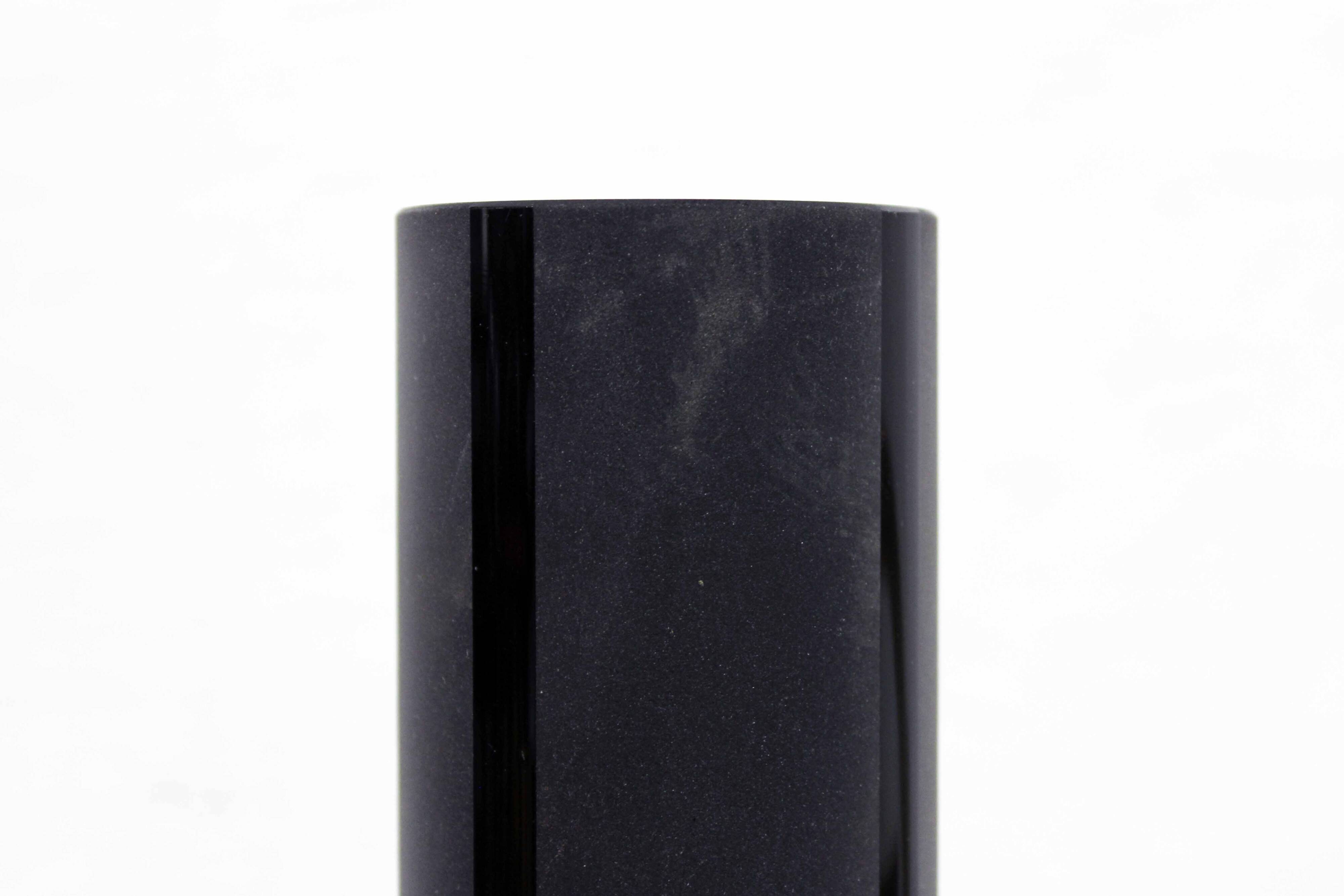 Frosted black Murano glass vase