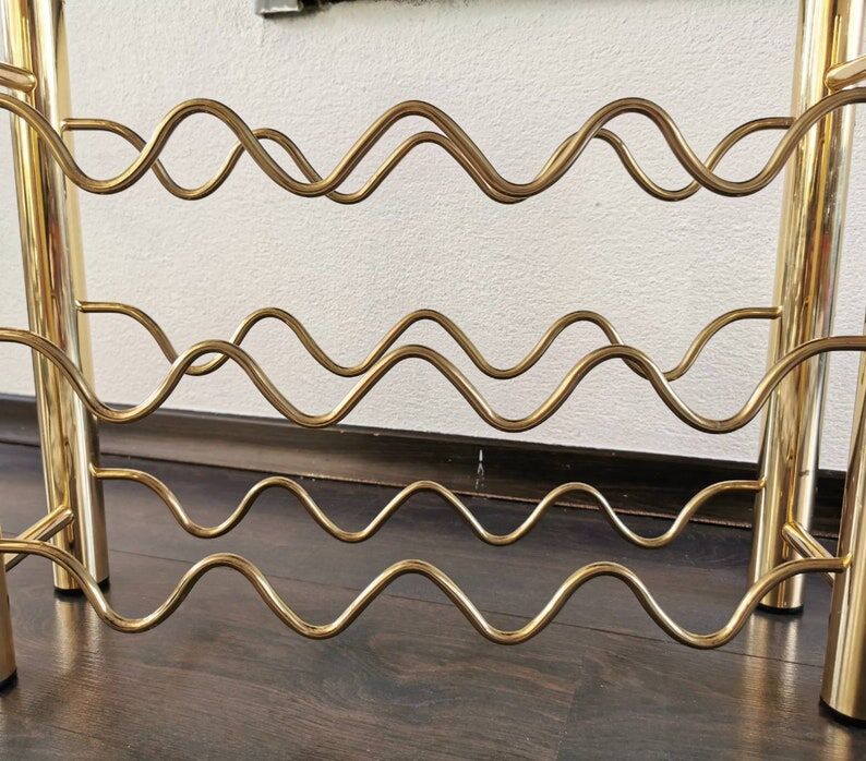 Vintage brass wine rack, 1970