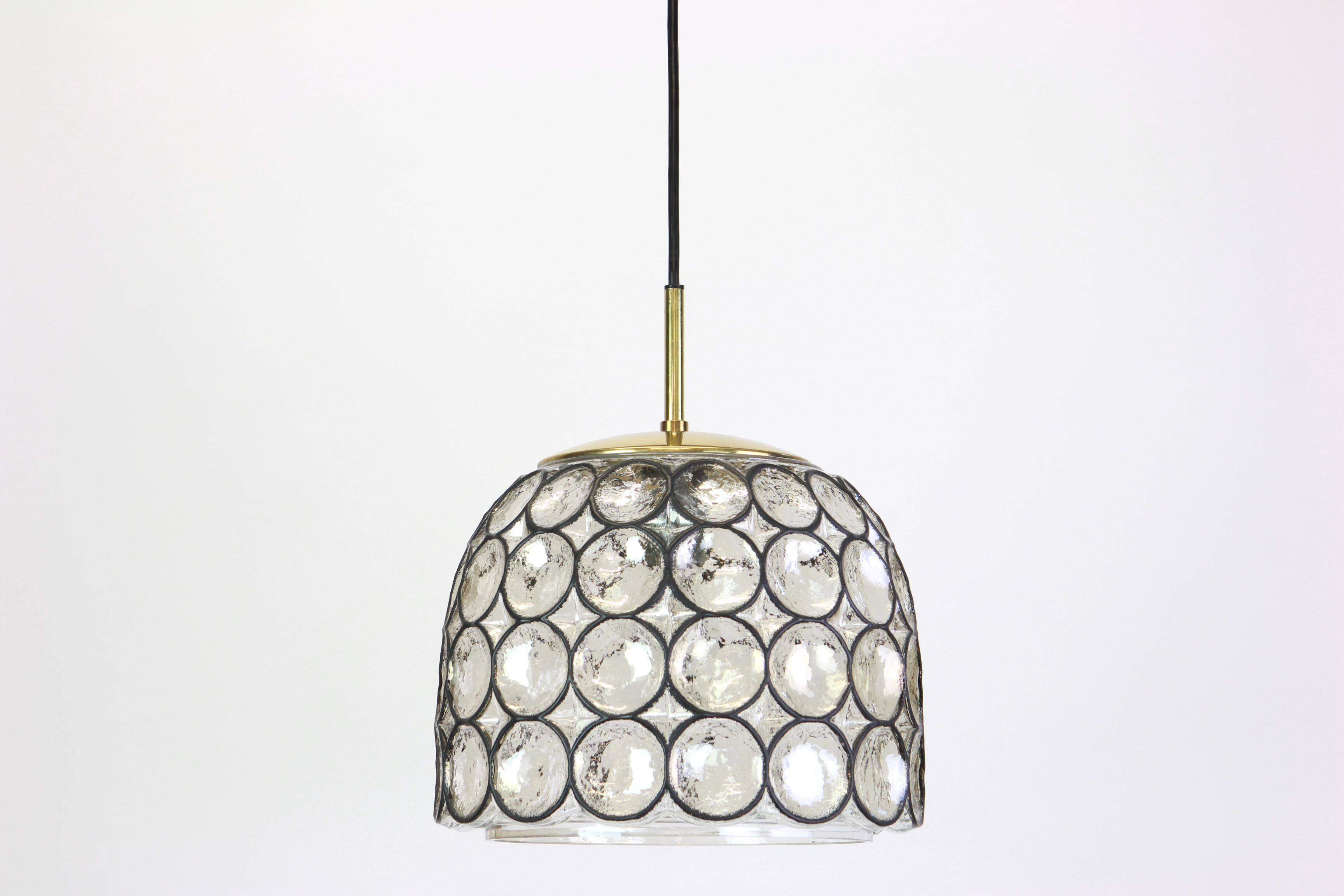 Iron and clear glass pendant from Limburg, Germany, 1960s.