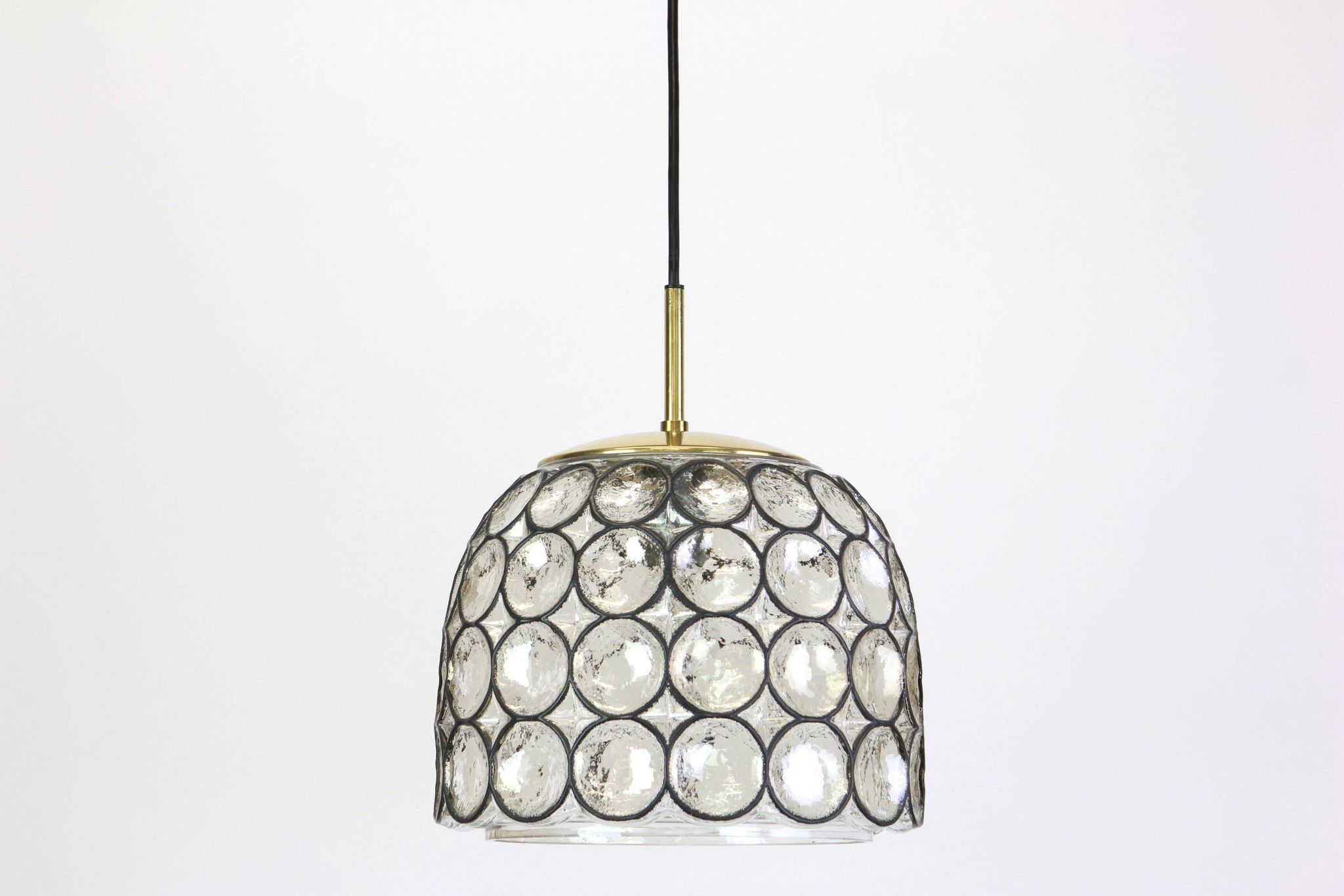 Iron and clear glass pendant from Limburg, Germany, 1960s.
