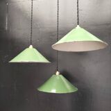 Enameled sheet metal cone pendants