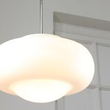 Mid-century italian chrome and opaline pendant lamp