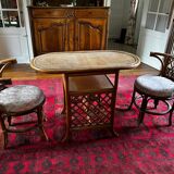 Vintage rattan table and chairs 1970