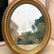 Oval mirror louis XVl with gilded cartouch, napoleon lll, XlXth high 106 cm