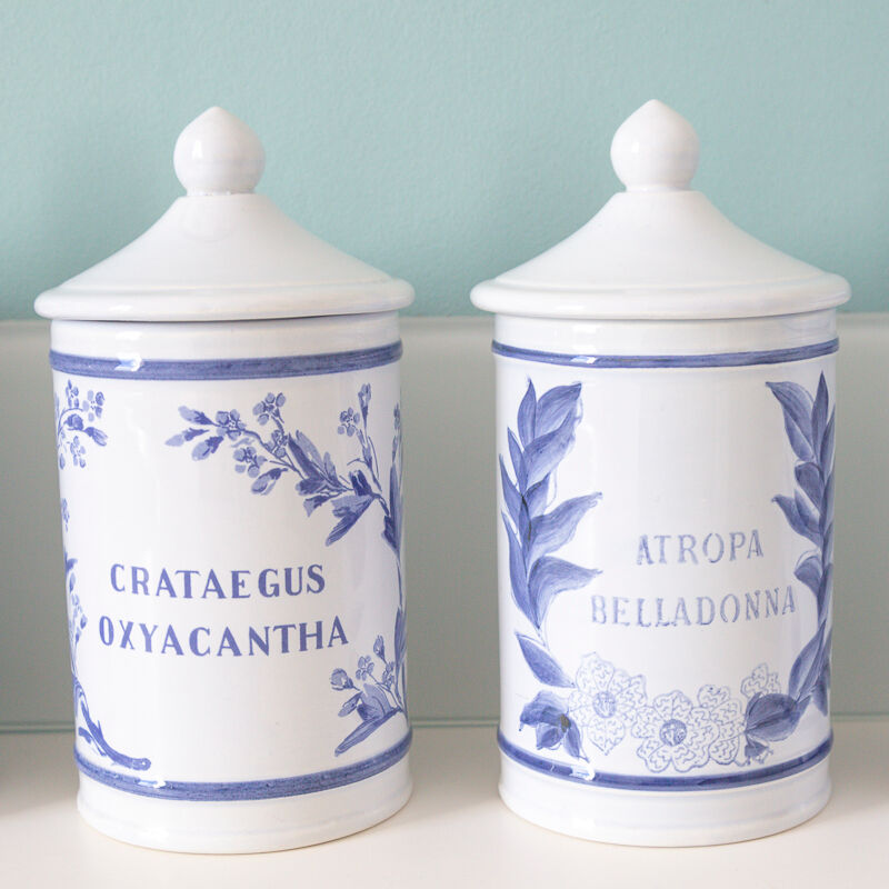 5 pots ceramic pharmacy ceramic earthenware of Longchamp