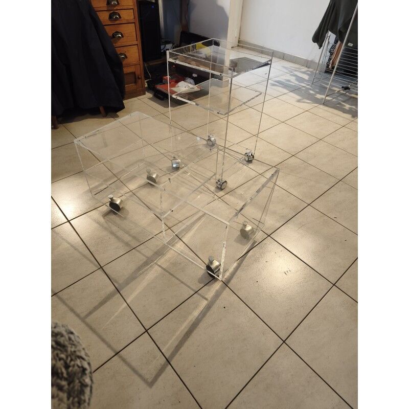2 vintage transparent plastic furniture pieces