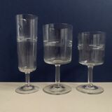 Set of 8 glasses with chiseled crystal stems 50s