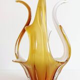 Mid-Century Modern Murano Glass Vase, Amber & Opal, Italy, 1960s