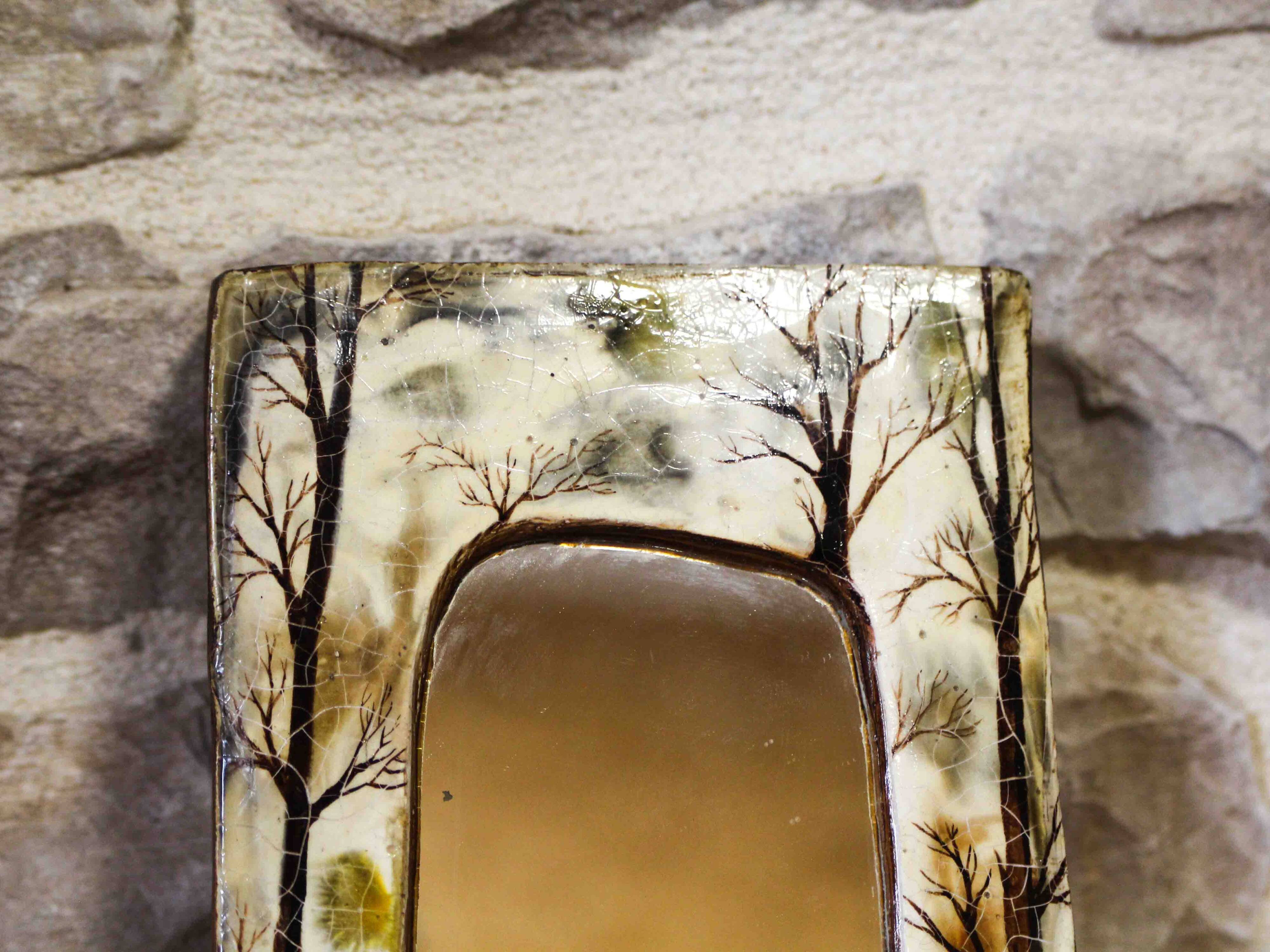 Resin mirror with owl decoration