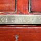 Antique Victorian military commode in Oregon pine with nameplate.
