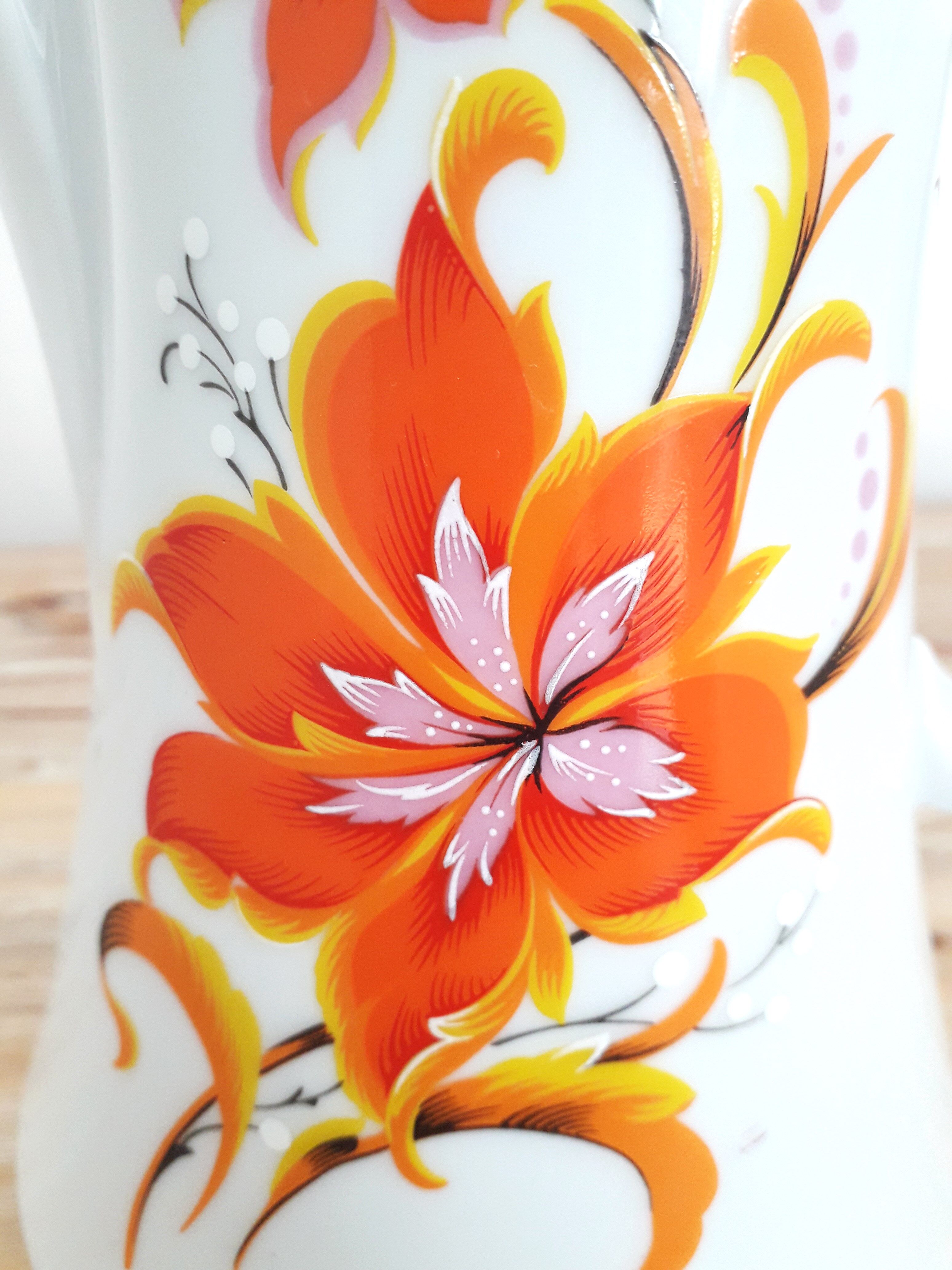 Vintage teapot / coffee maker - Bavarian porcelain - Orange flower décor - 1970
