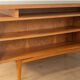 1960s walnut veneer desk with drawers and cabinet